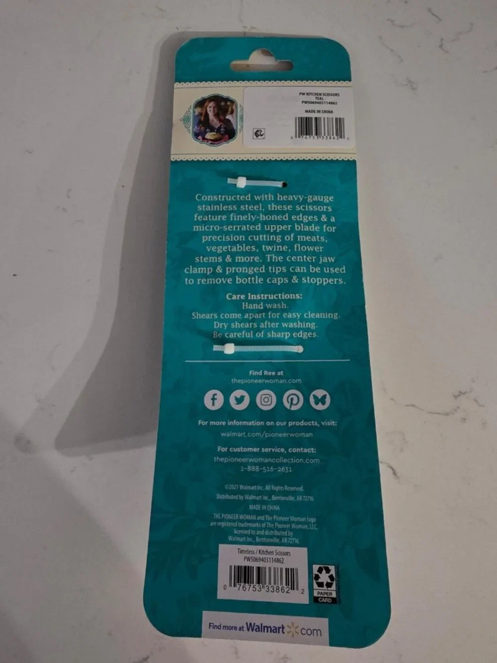 New The Pioneer Woman Stainless Steel Kitchen Scissors Blade Cover Silver Teal